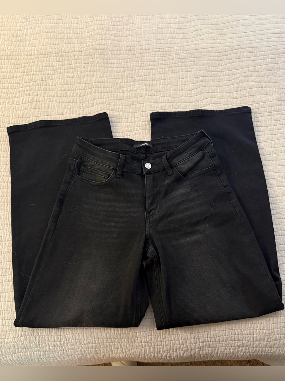 Oneso BBL Jeans Black Wide Leg Women's Jeans - Stretch Baggy Fit 28